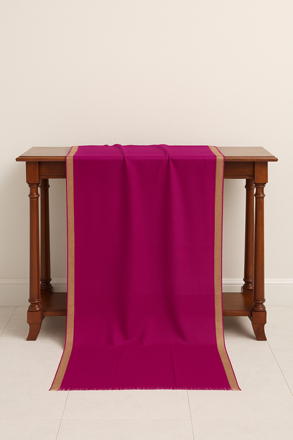 Pashmina Zari Border Shawl  Fuchsia Elegance