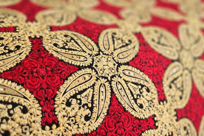 Traditional Kashmir Pashmina Shawl  Crimson & Gold Tilla Embroidery Wrap
