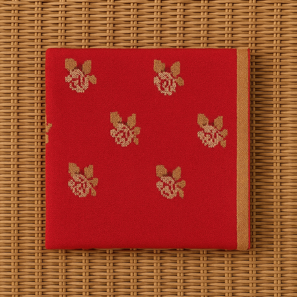 Luxury Red Pashmina Shawl with Cross Stitch Embroidery