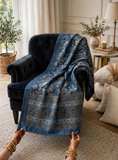 Noor-e-Kashmir - Handwoven Pure Pashmina Kani Shawl | Authentic Kashmiri Jamawar