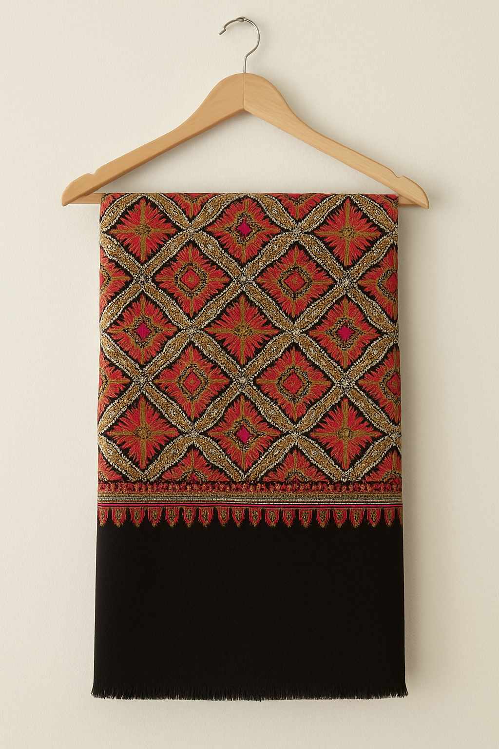 Luxury Hand-Embroidered Pashmina Shawl Timeless Elegance