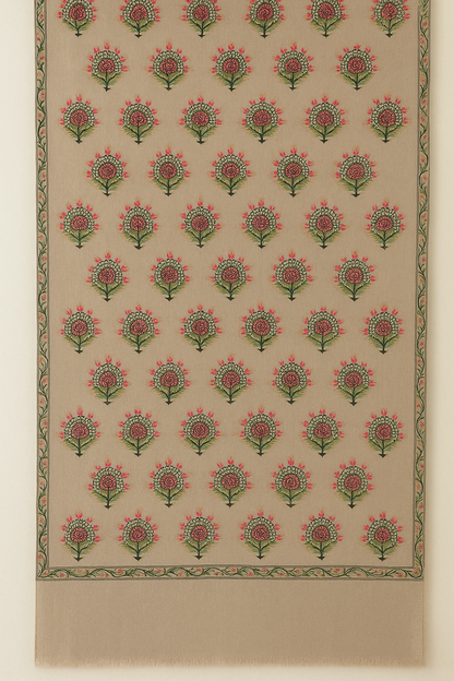Delicate flower motif pashmina shawl