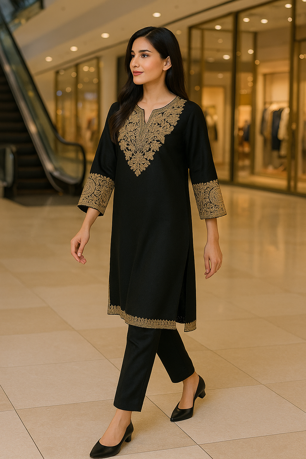 Black Pashmina pheran