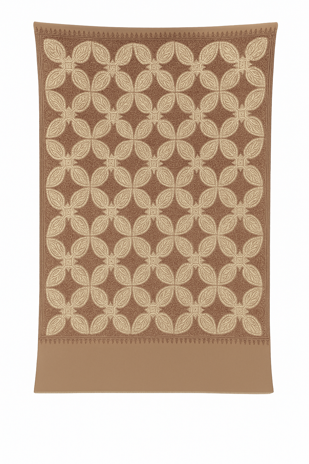 Caramel Beige Pashmina Shawl with Intricate Aari Embroidery