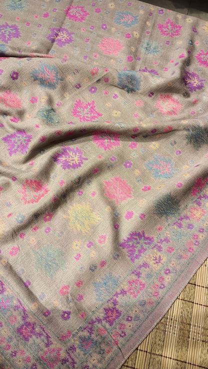 Elegant Kani Pashmina Shawl – Pastel Lilac & Pink Weaves