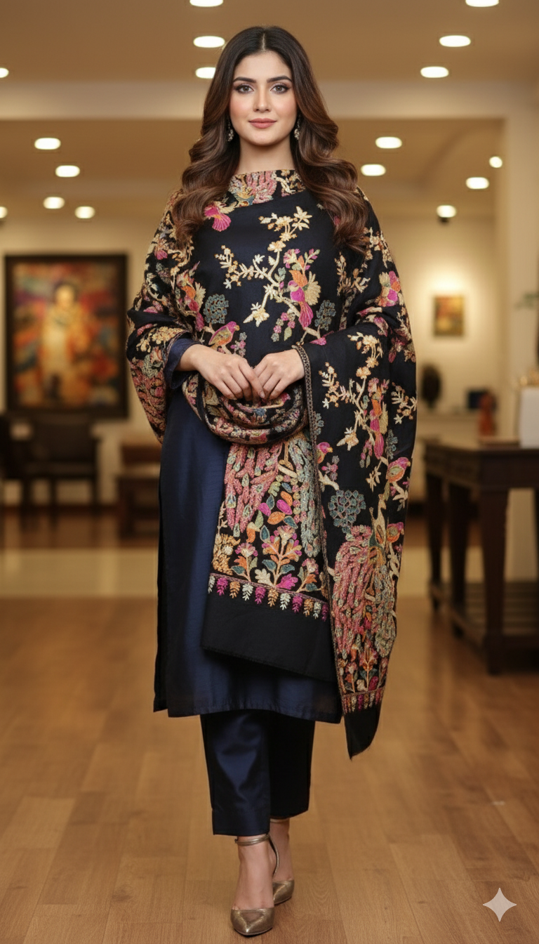 Luxury Pashmina Embroidered Shawl