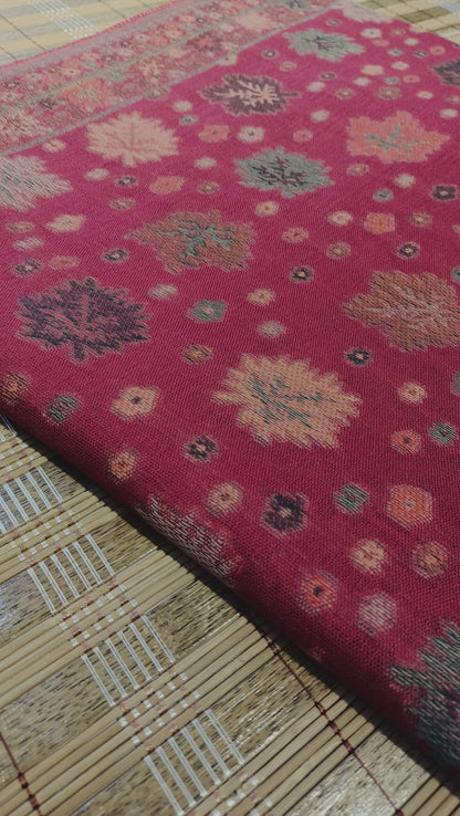 Pink Kani Pashmina Shawl – Floral Heritage Weave