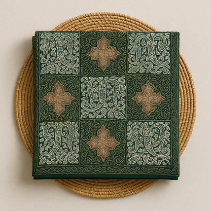 Emerald Green & Beige Aari Embroidered Pashmina Shawl