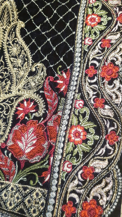 Velvet embroidered shawl