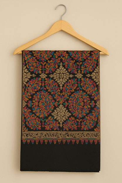 Luxury Multicolor Embroidered Pashmina Shawl