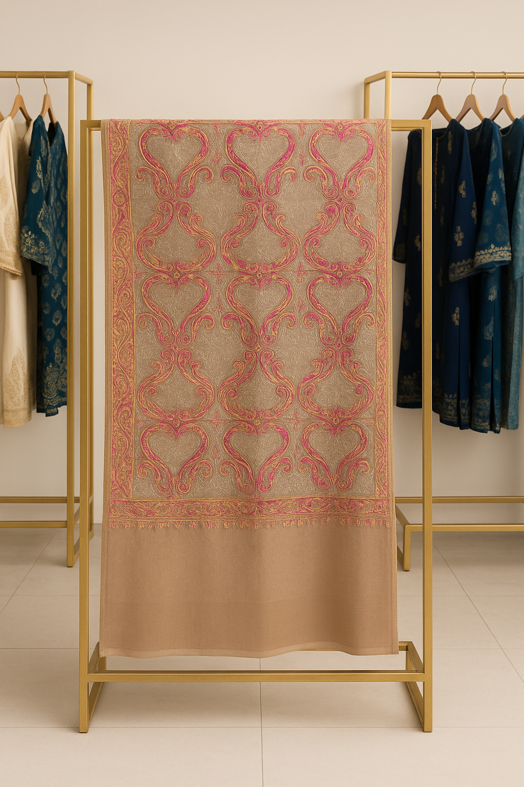 Multicolor Aari Embroidered Pashmina Shawl Timeless Elegance