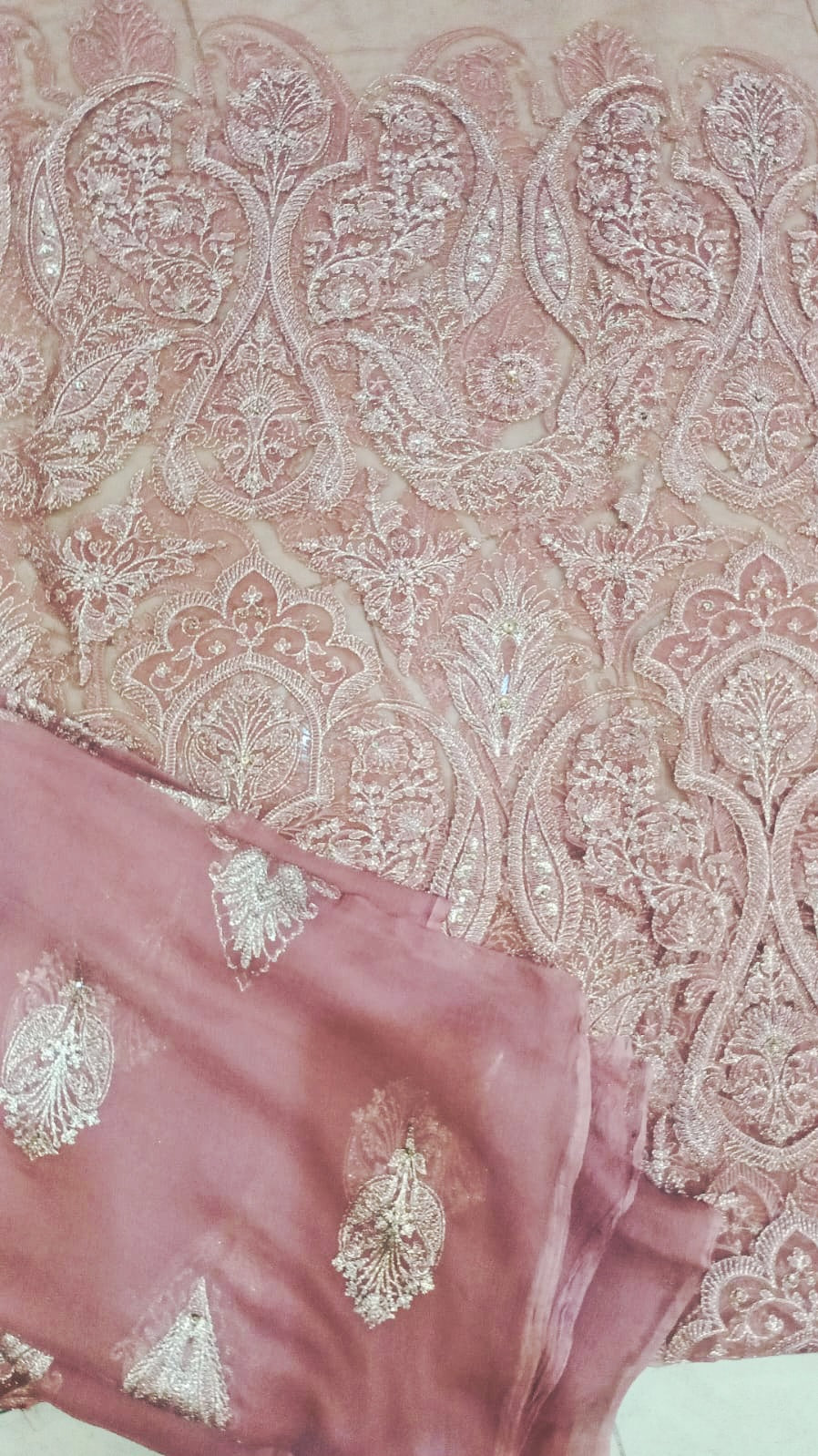 Dusty Pink Paisley Embroidered