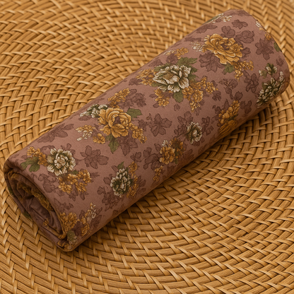 Unstitched 2-Piece Lilen Fabric – Floral Print on Mauve