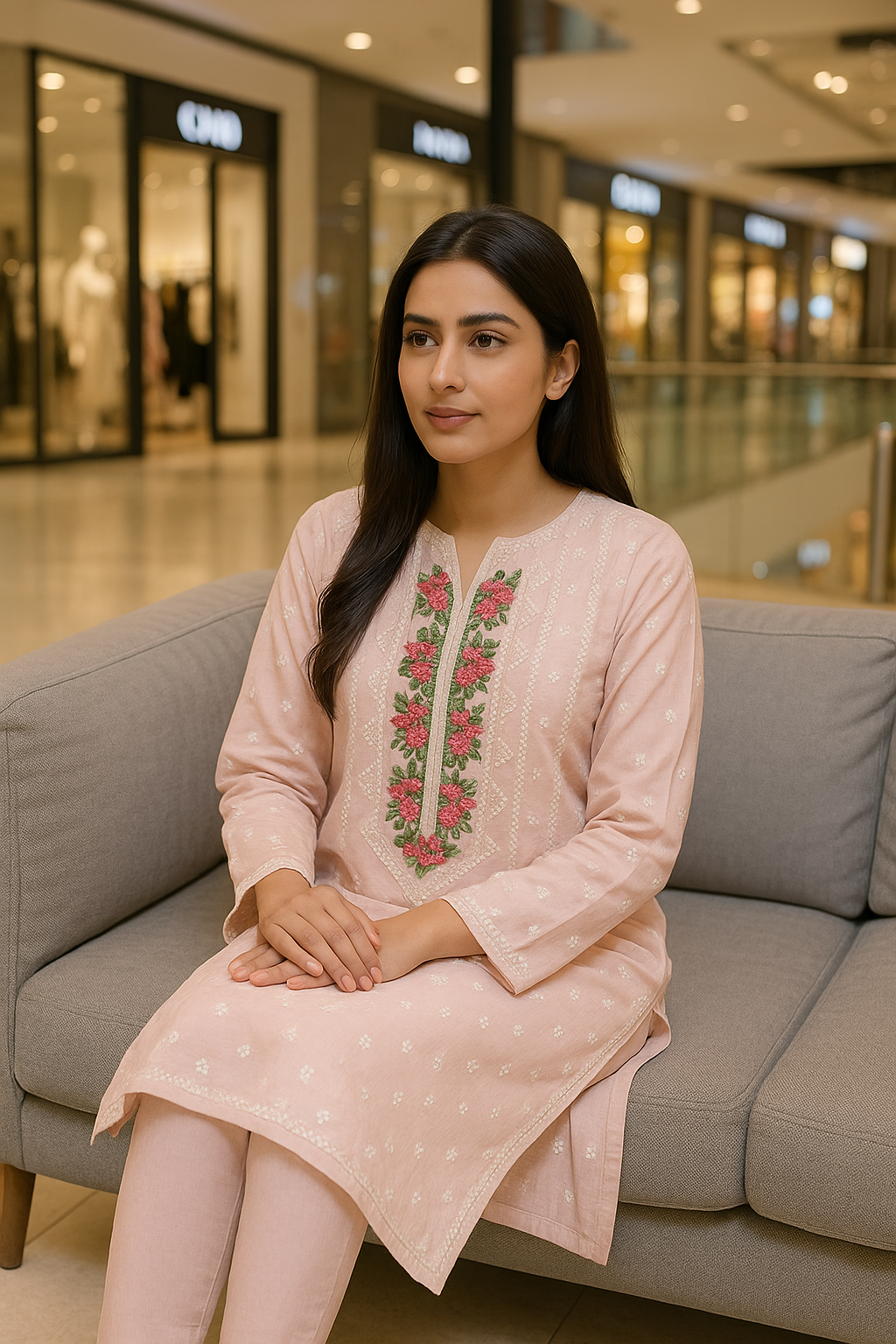Baby Pink Embroidered Lawn 2-Piece Suit