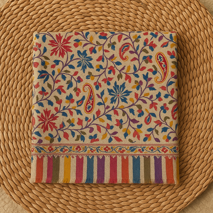 Printed aari embroidery Pashmina Shawl