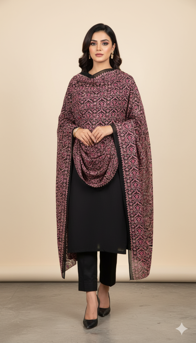 Karandi embroidered shawl