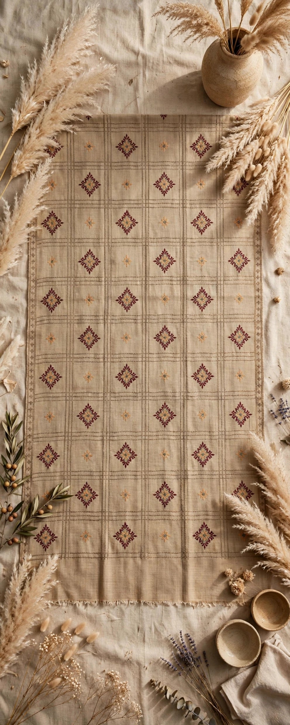 Noor Embroidered Beige Pashmina Shawl