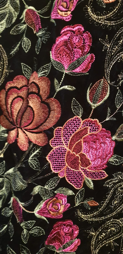 Velvet embroidered shawl
