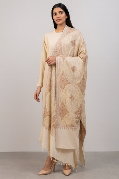 Pashmina Aari embroidery shawl