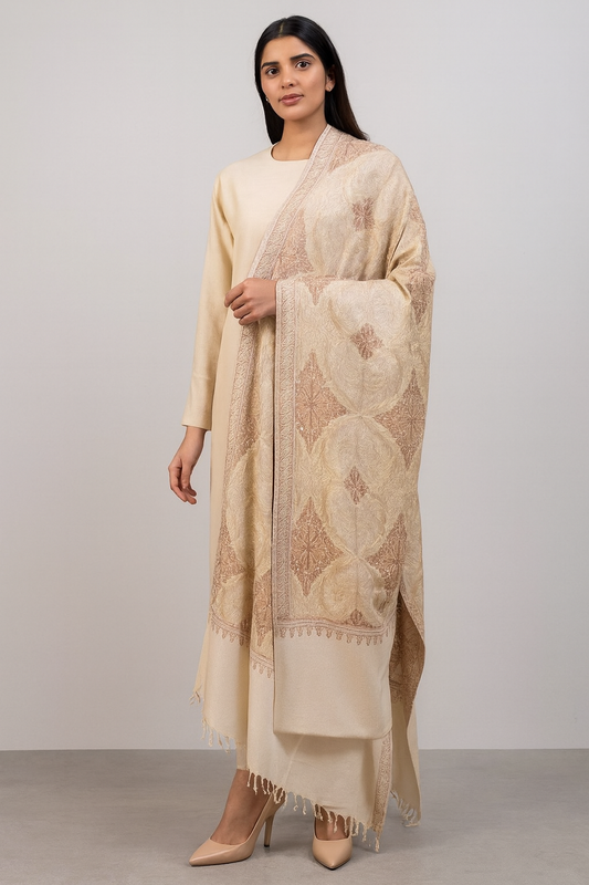 Pashmina Aari embroidery shawl