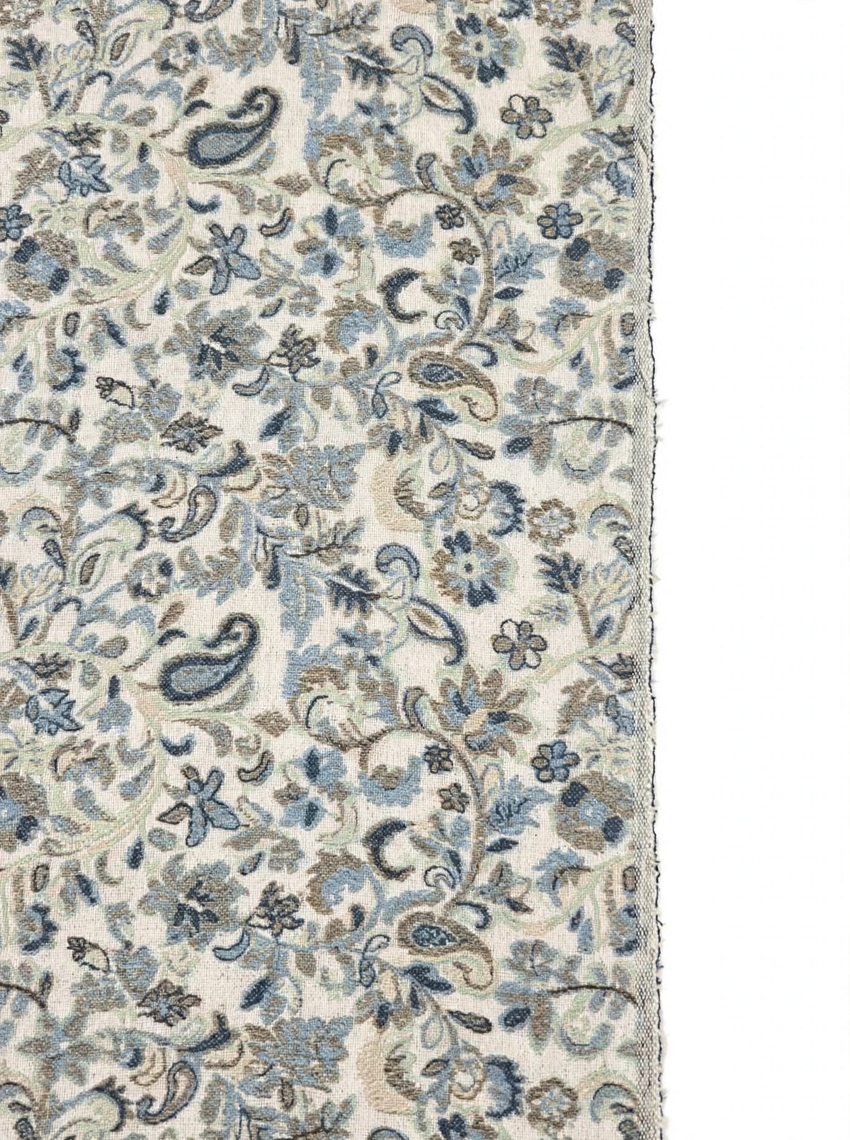 Authentic Kani Pashmina Shawl Mini - Cream & Blue Paisley - Lightweight Wool Scarf - Traditional Kashmiri Kani Work Stole