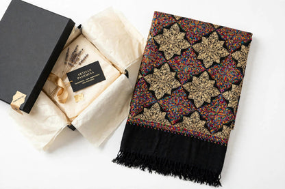 Black Noor Embroidered Pashmina Shawl