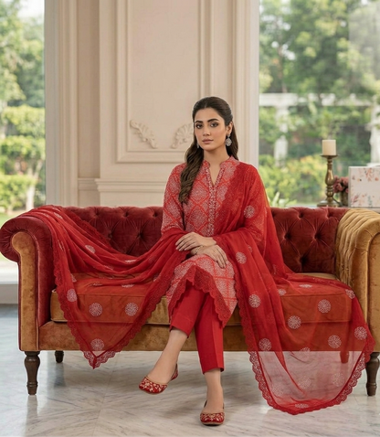 Scarlet Bloom bareeze lawn