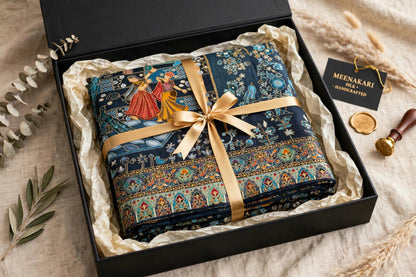 Teal Blue Mughal Darbar Minakari Shawl - Premium Kaani Pashmina Shawl
