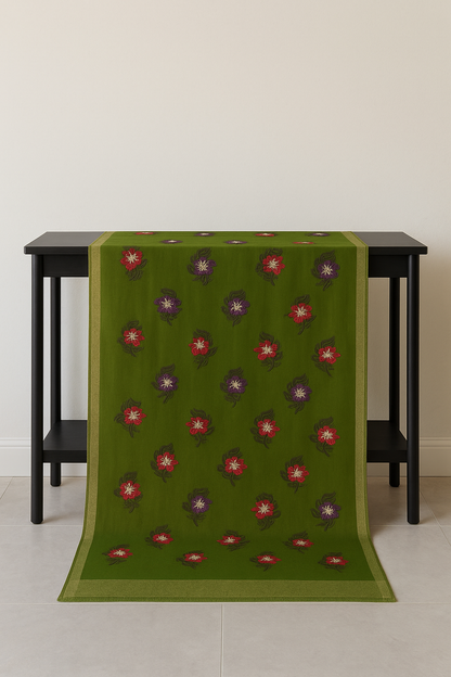 Embroidered Pashmina Shawl  Olive Green Elegance