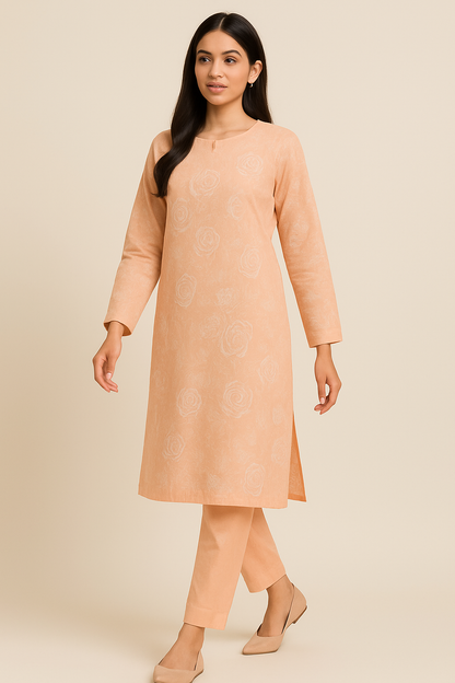 Peach Rose – Unstitched Embroidered Lawn 2-Piece Suit