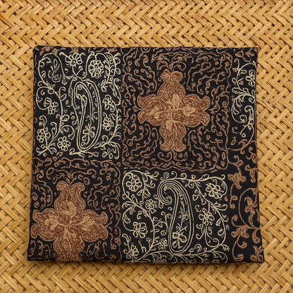 Luxury Pashmina Shawl with Aari Embroidery Black & Bronze