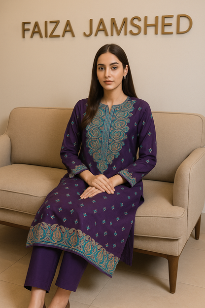 Midnight Blue Embroidered 2-Piece Lawn Suit