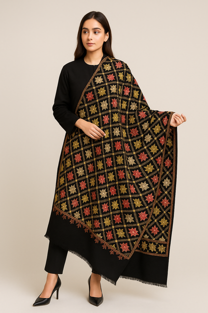 Luxury Multicolor Embroidered Pashmina Shawl