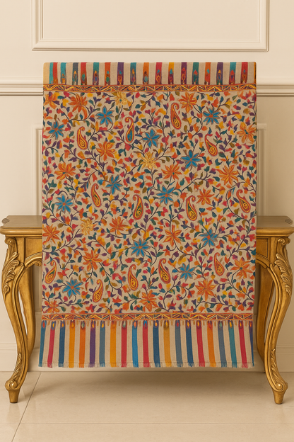 Printed aar embroidery  Pashmina Shawl