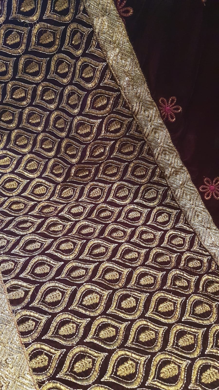 Velvet embroidered shawl