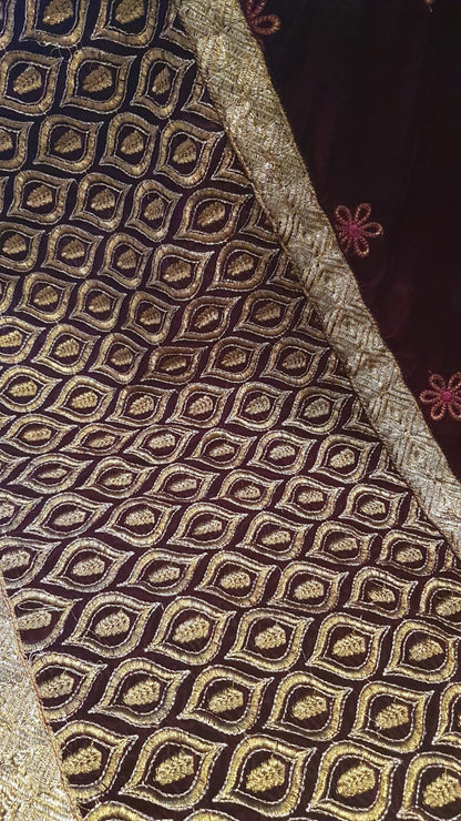 Velvet embroidered shawl
