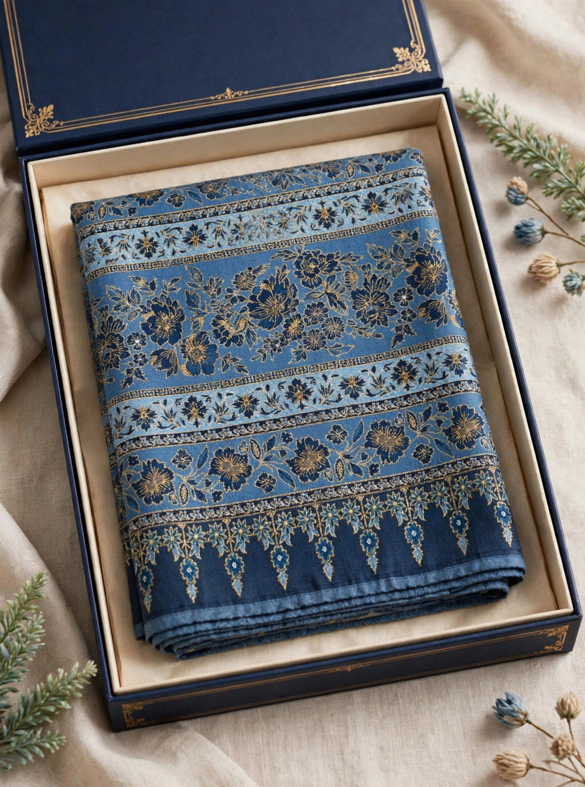 Noor-e-Kashmir - Handwoven Pure Pashmina Kani Shawl | Authentic Kashmiri Jamawar