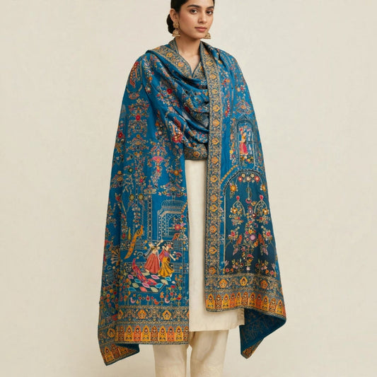 The Mughal Darbar - Royal Ferozi Minakari Jama Shawl
