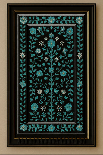 luxurious handcrafted Kashmiri wall tapestry