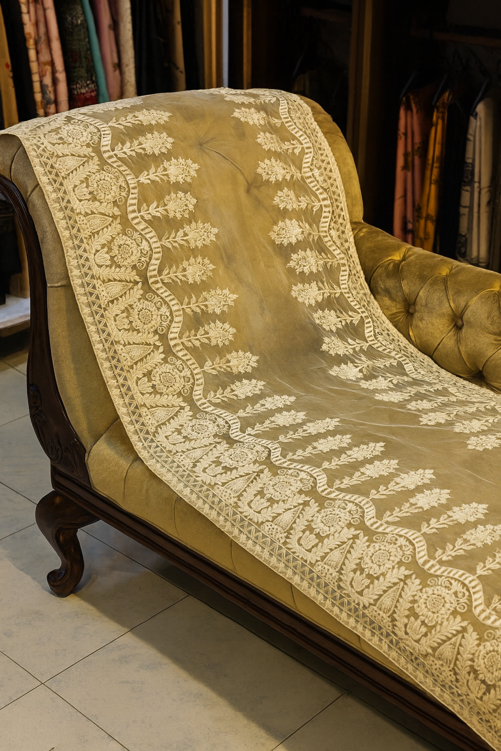 Organza Aari Embroidery Dupatta