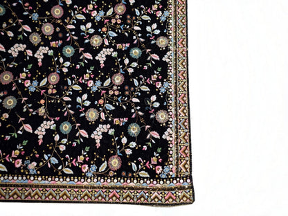 Raah-e-Shab Black Heavily Embroidered Velvet Shawl
