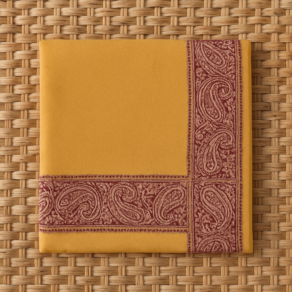 Luxury Mustard Jacquard Border Pashmina Shawl