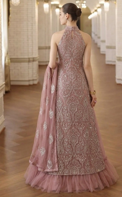 Dusty Pink Paisley Embroidered