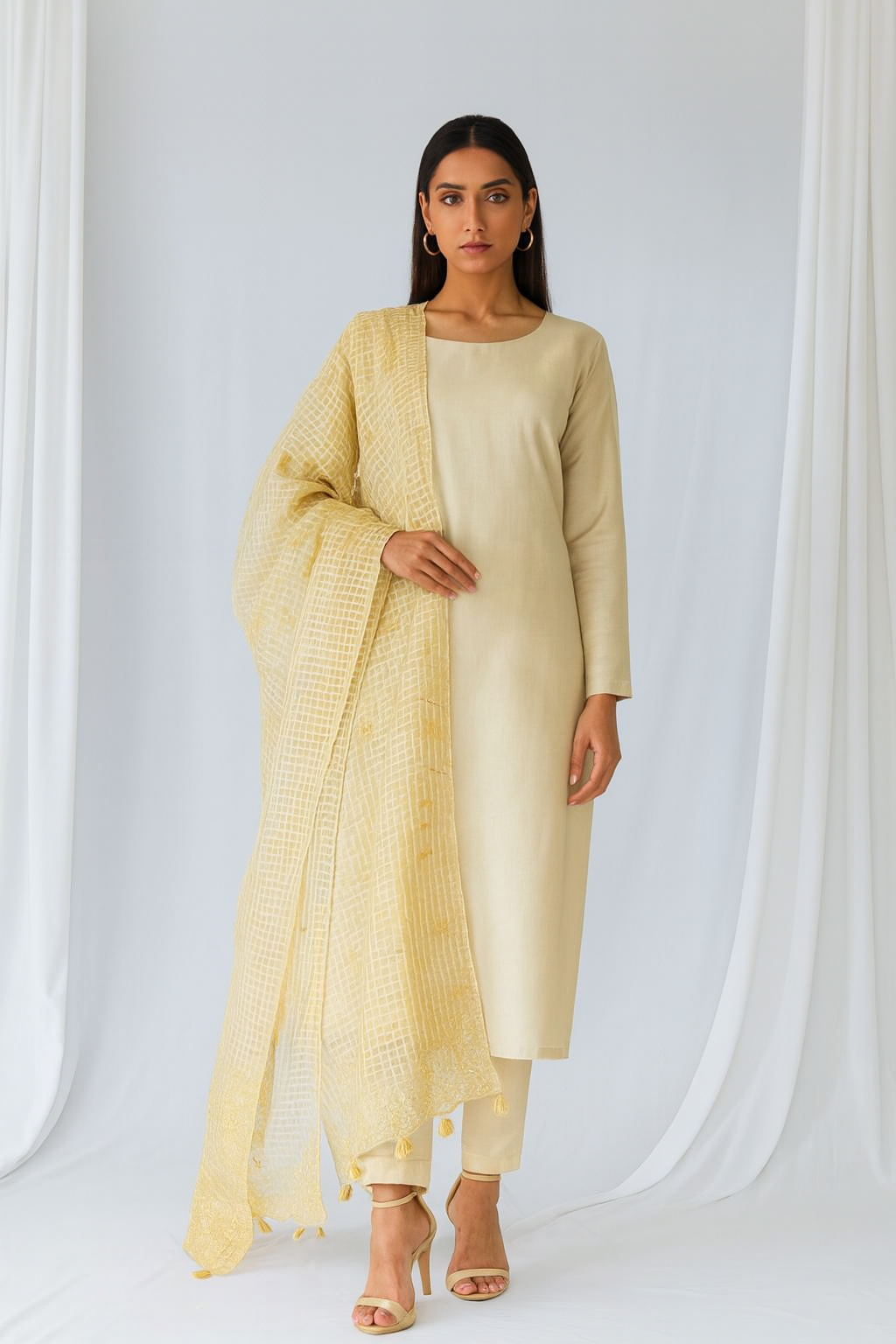 Luxury Lawn Embroidered Dupatta with Thread & Stone Work