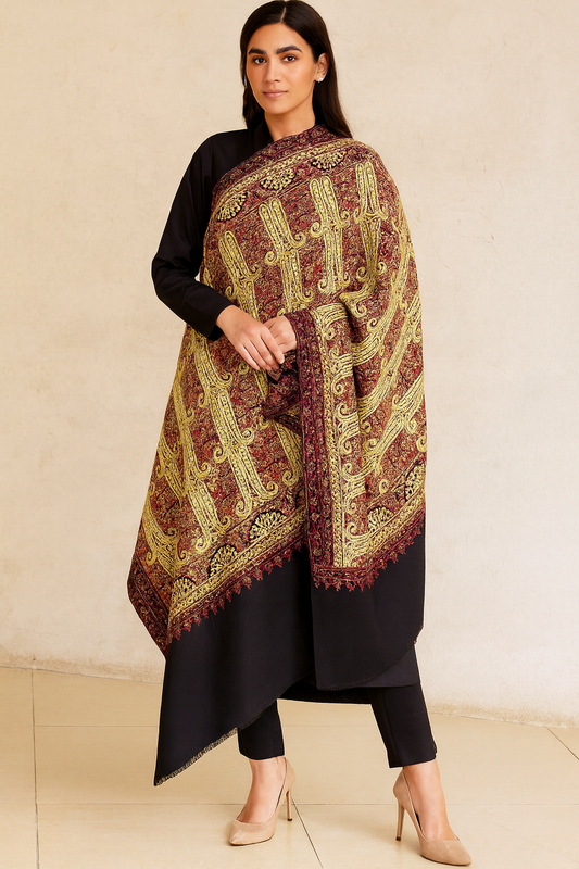 Luxury Pashmina Shawl Aari Embroidery Elegance