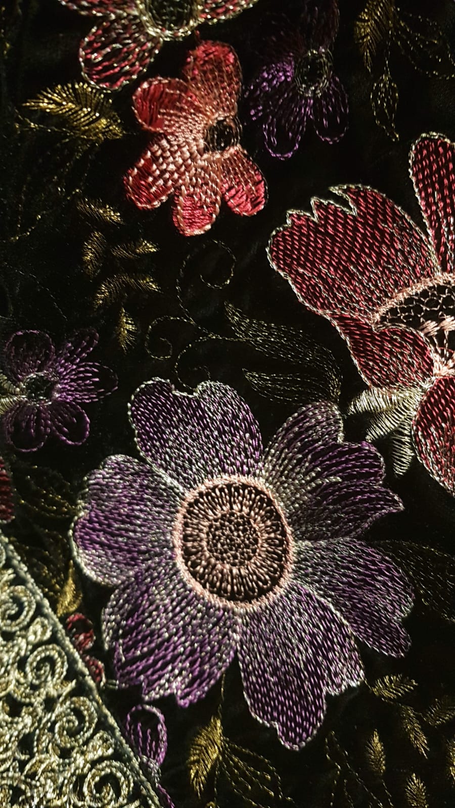 Velvet embroidered shawl