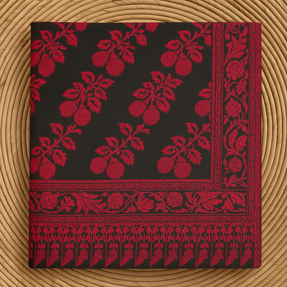 Black & Red Floral Jacquard Shawl Timeless Elegance