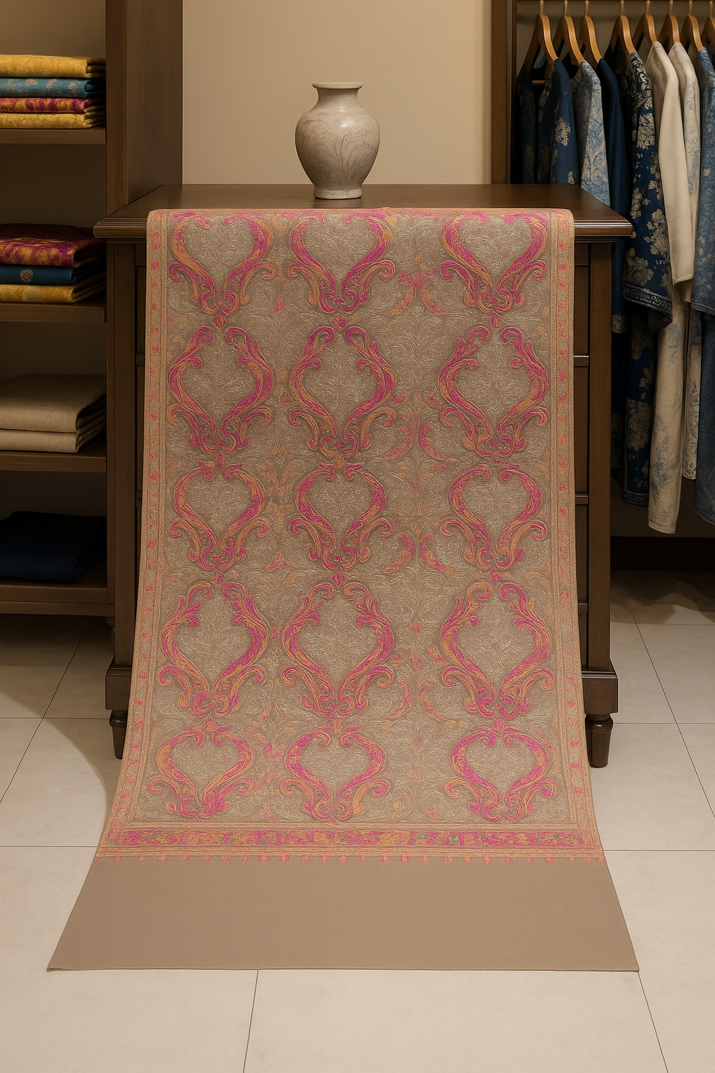 Multicolor Aari Embroidered Pashmina Shawl Timeless Elegance