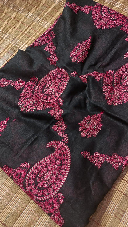 Black Embroidered Karandi Shawl