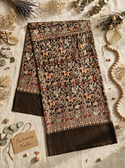 The Royal Shikargah - Heirloom Pashmina Nalki Shawl
